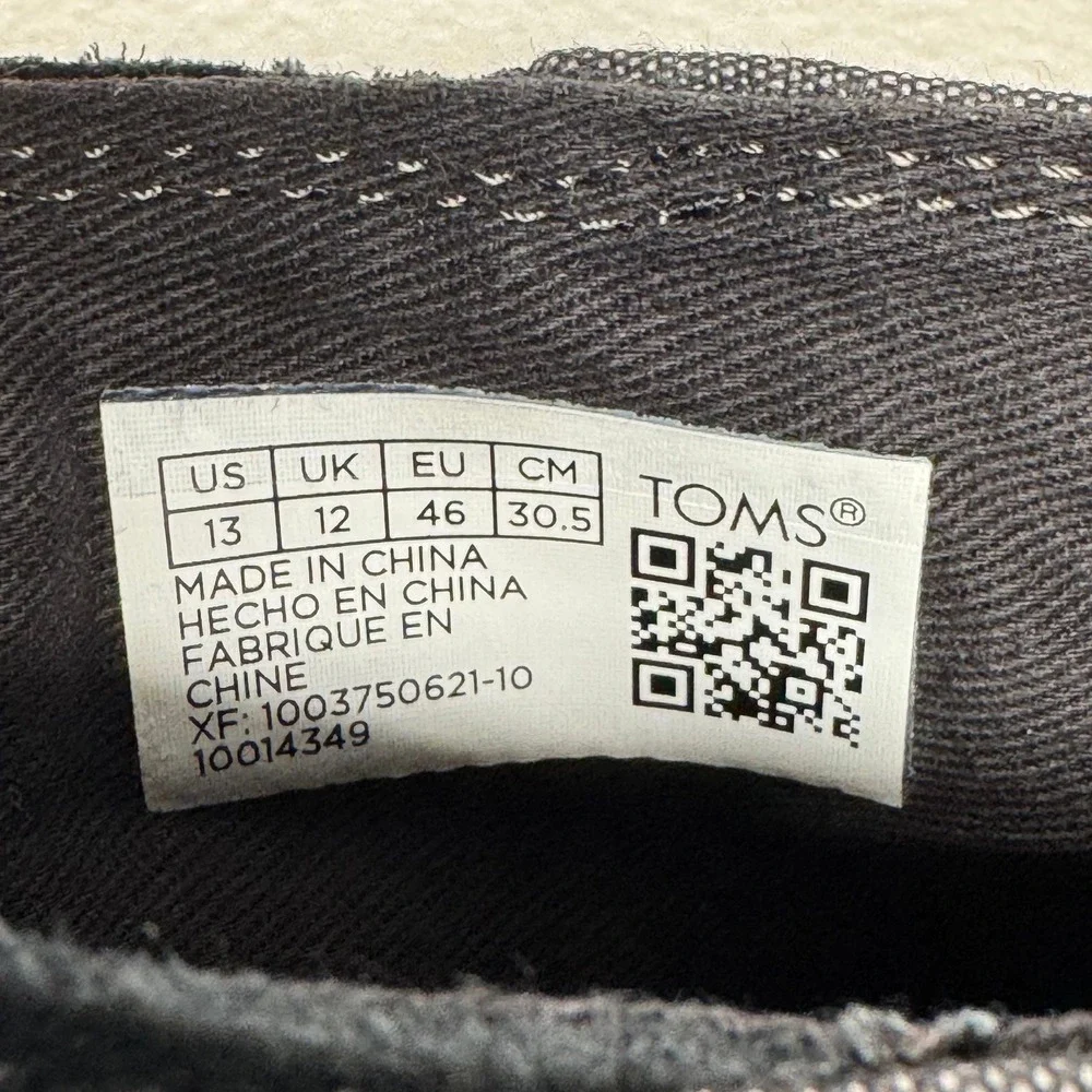 Toms Boots Mens Chukka‎ Mid Top Ankle Bootie Gray Fabric Lace Up Size 13